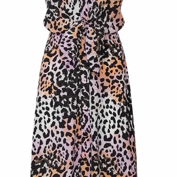 Veronica Beard Pink and Black Leopard Silk Blend Midi Dress - Picture 2 of 3